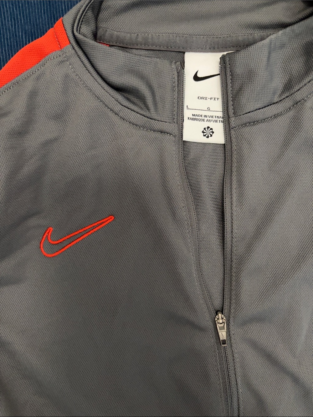 Nike Boys Gray Track Jacket with Orange Trim - Picture 2 of 4